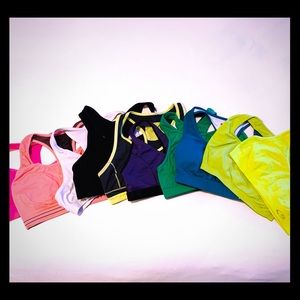 Assorted sports bras.